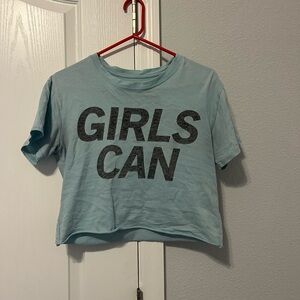 Mighty Fine Girls Can Crop Shirt Wide Neck Size XS
